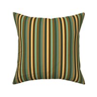 Goldenrod, Sepia, Chocolate, Celadon Green, and Dark Goldenrod Stripes, Tropical Floral Oasis, small