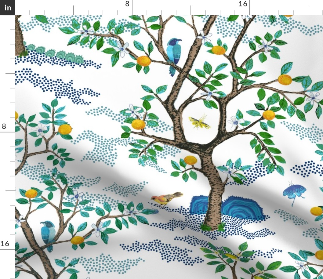 Custom Citrus Grove Toile with Brown Trees copy
