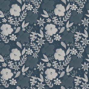 Monochrome Gray Sassy Floral Flower Pattern