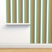 White, Celadon Green, and Dark Goldenrod Stripes, Tropical Floral Oasis, medium