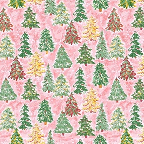 winter tree farm bright pink medium scale