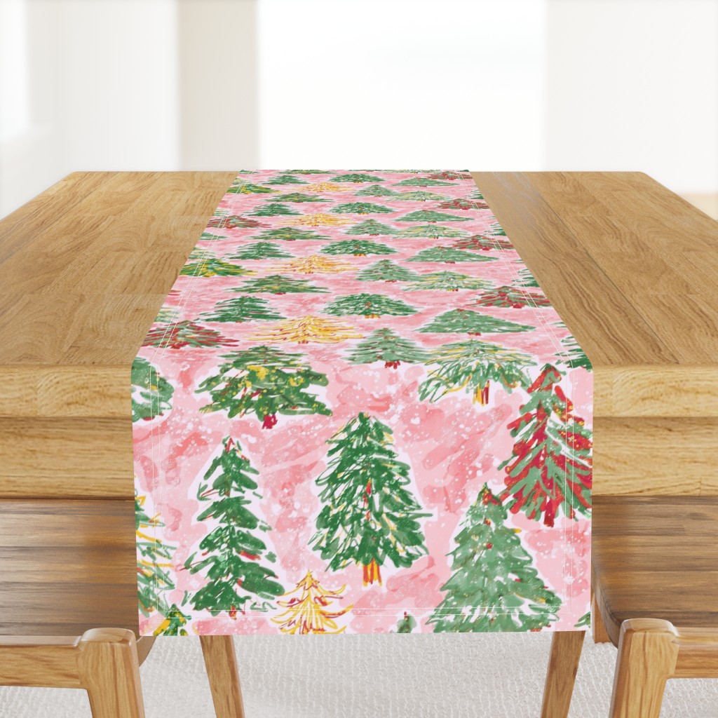 winter tree farm bright pink large scale