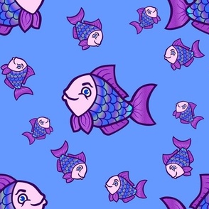 Purple and Blue Cute Fish Pattern