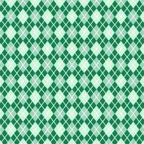 Small Scale - Argyle - various shades of green and white diagonal lines