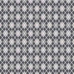 Small Scale - Argyle - various shades of gray and white diagonal lines