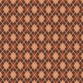 Small Scale - Argyle Darker Rustic Earthtones in brown and terracotta