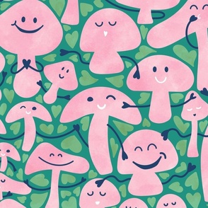 Funny Valentine - I have so mushroom in my heart | Green and Pink | Jumbo Scale ©designsbyroochita