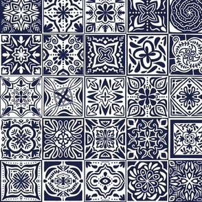 navy and white tiles - medium