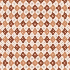 Small Scale - Argyle - Rustic Earthtones in light and dark browns terracotta and off white cement