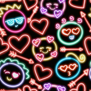 Neon Valentine Emoji - Medium Scale