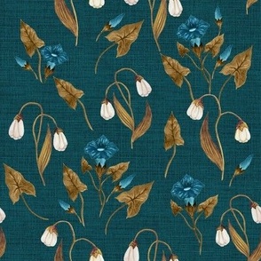 Lily & Morning Glory on Teal // standard