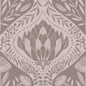 Artichoke and Daisy - Mocha and Blush - Jumbo 24" repeat