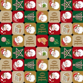 Santa Checkerboard Tea Towel