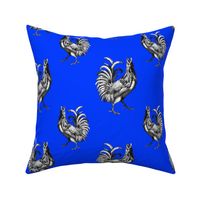 Majestic Proud Rooster on Bright Blue