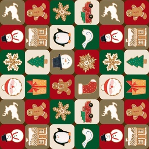 Christmas Cookies Checkerboard Tea Towel