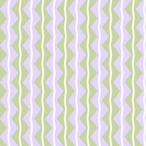 Vertical Chevron Zigzag Stripes - Alicia's Climbing Watercolor Roses Coordinate in Mauve, extra light ivory and Sage Green