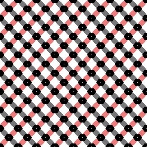 Geometric netting -Black, Gray, Red and Bone on a white (unprinted) background
