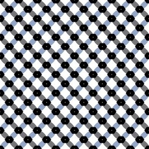 Geometric netting -Black, Gray, Blue and Bone on a white (unprinted) background