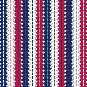 Patriotic Pleated Stripes - Red White and Blue with white stars