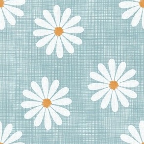 large gouache daisies - blue linen