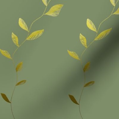 Golden leaves on Sage green