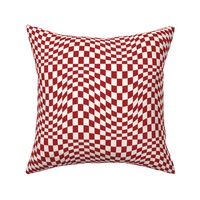 Small Blood Red Wavy Checkerboard