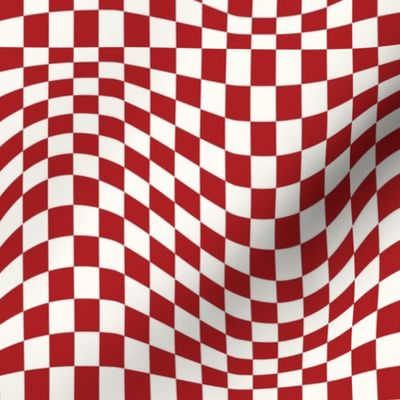 Small Blood Red Wavy Checkerboard