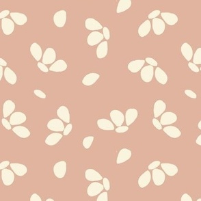 Daisy And Petal Toss - Dusky Pink And Cream.