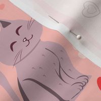 Cat Valentine's Day Fun, Cute Kawaii Cats, light pink