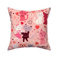 Cat Valentine's Day Fun, Cute Kawaii Cats, light pink