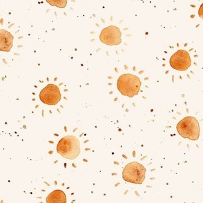 sunny funny - watercolor earthy suns with splatters - painted for nursery baby b069-2