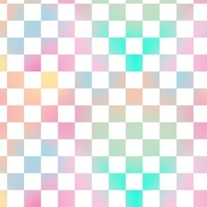 Retro checkerboard rainbow - colorful bright gradient plaid design white