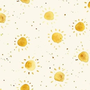 sunny funny - watercolor suns with splatters - painted for nursery baby b069-3