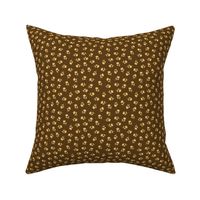Silhouette Tossed Spot Goldenrod Yellow on Chocolate, Tropical Floral Oasis, small