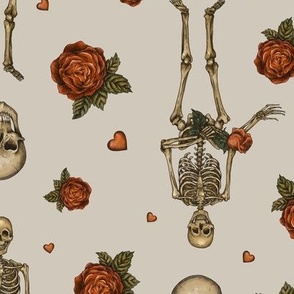 Floral skeleton and skull