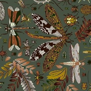 insect miscellany with foliage green 