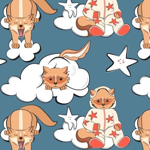 Bedtime for Little Foxes denim background