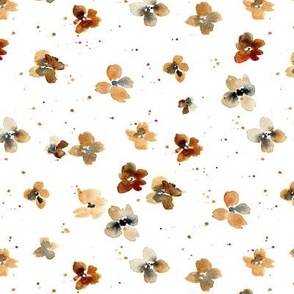 baby bloom in earthy shades - watercolor small florals - minimal wild flowers - meadow b069-1