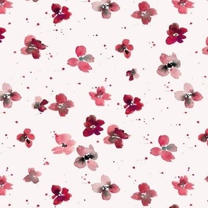 coral baby bloom - watercolor small florals - minimal wild flowers - meadow b069-3