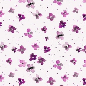 Plum baby bloom - amethyst watercolor small florals - minimal violet wild flowers - meadow b069-4