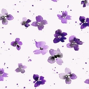 Violet baby bloom - watercolor small purple florals - minimal wild flowers - meadow b069-5