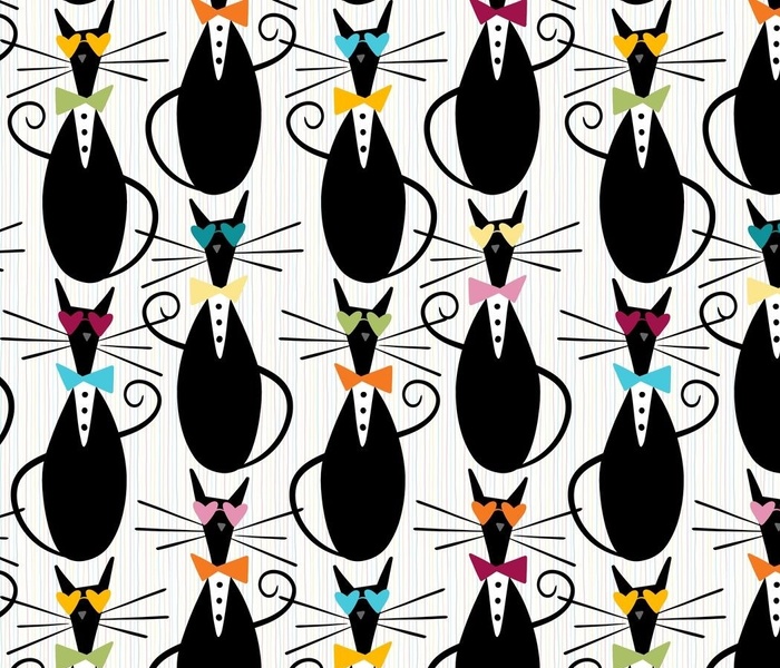cats - funny valentine blanche cat - valentine cat fabric and wallpaper