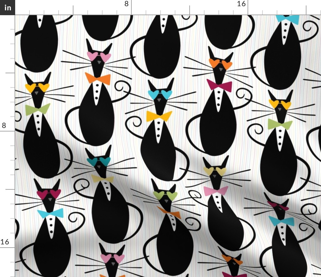 cats - funny valentine blanche cat - valentine cat fabric and wallpaper