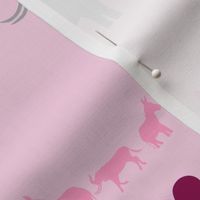 Donkey Elephant Love + Babies on Pink
