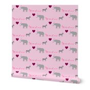 Donkey Elephant Love + Babies on Pink