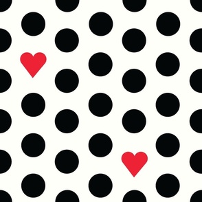 Valentine Love Polka dot Black and White and Red 