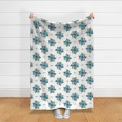 Sky Blue Hibiscus on White, Tropical Floral Oasis, medium
