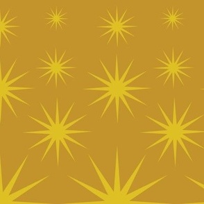 Expanding Stars - Gold on mustard - large scale