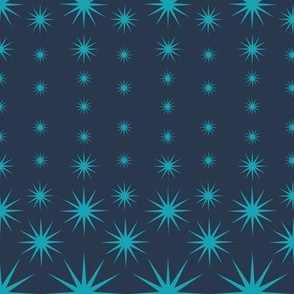 Expanding Stars - Teal turquoise on Navy - large scale