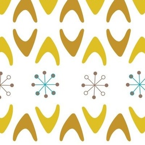 Midcentury Boomerangs - Mustard on White - large scale